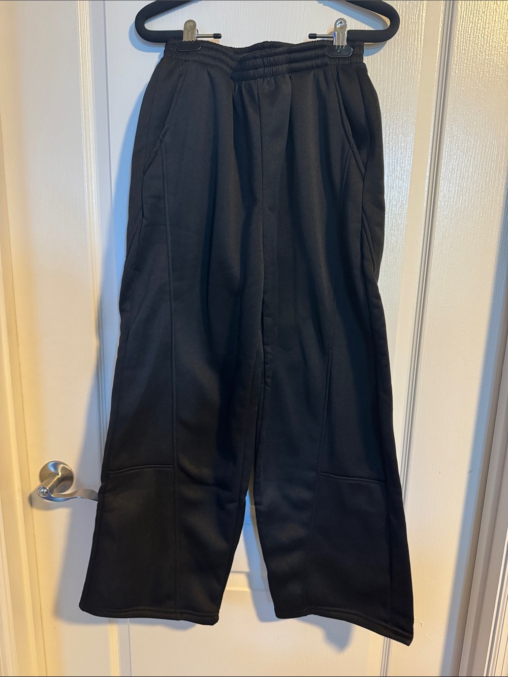 SHEIN Black Elastic-Waist Wide Leg Sweatpants